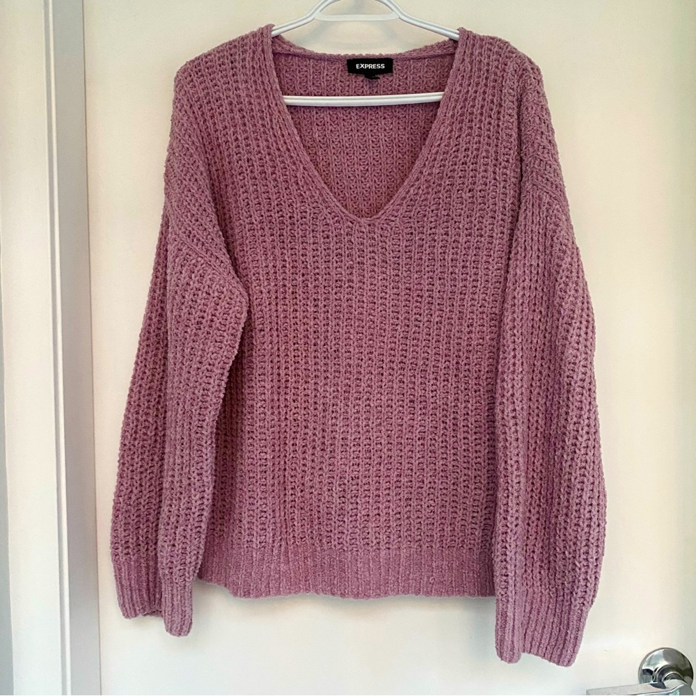 Express Chenille Purple Oversized Sweater